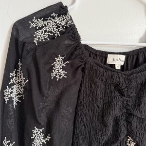 Black Shirt with White Embroidery